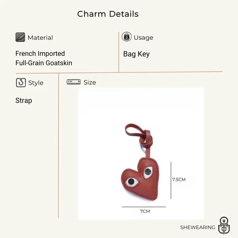 Creative Leather Heart Charm – Handcrafted Minimalist Key & Bag Accessory for Trendy Styling - shewearing