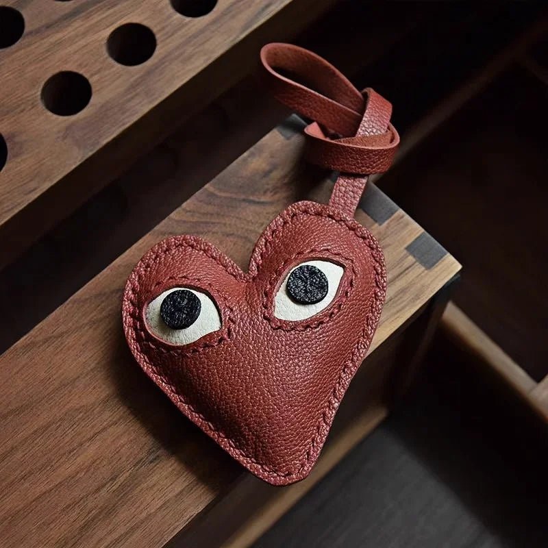 Creative Leather Heart Charm – Handcrafted Minimalist Key & Bag Accessory for Trendy Styling - shewearing