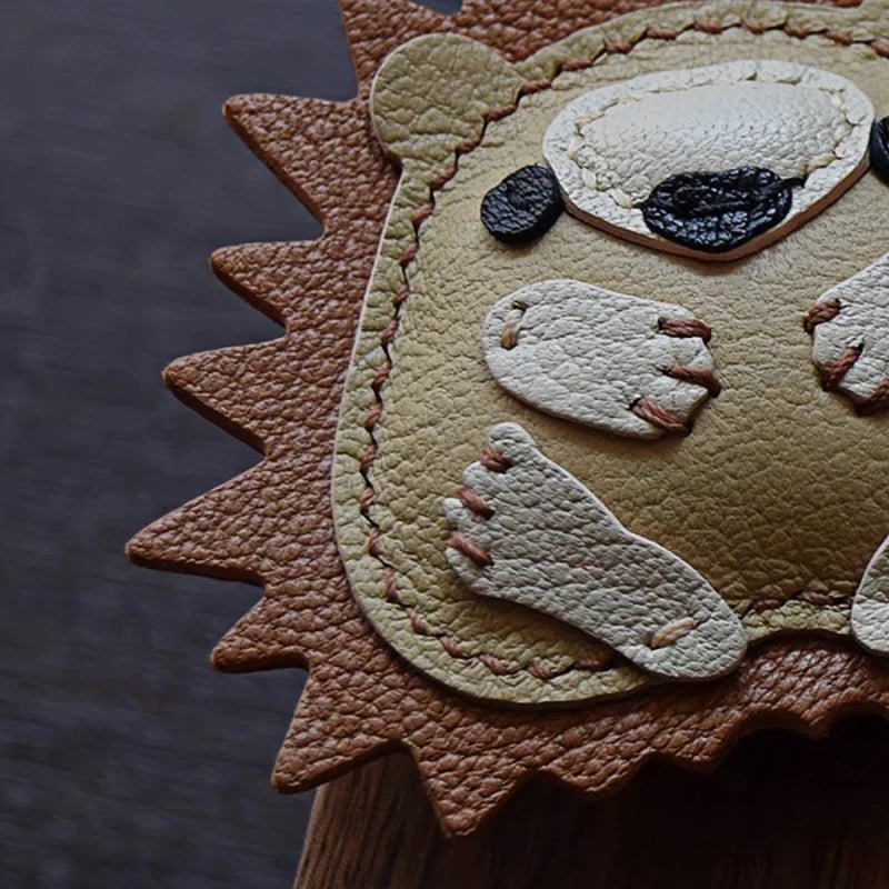 Curled - up Hedgehog Leather Bag Charm – Handcrafted Full - Grain Goatskin Keychain, Unique Gift for Women - shewearing