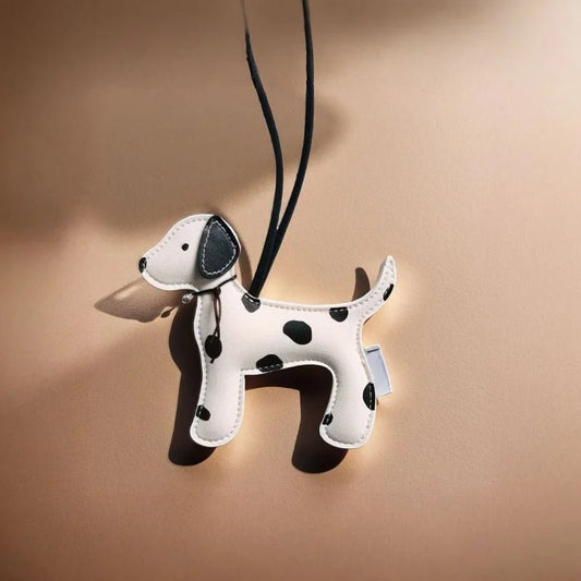 Dalmatian - Inspired Leather Dog Bag Charm – Cute Cartoon Animal Pendant | Handcrafted Faux Leather Accessory | Whimsical Gift for Women - shewearing