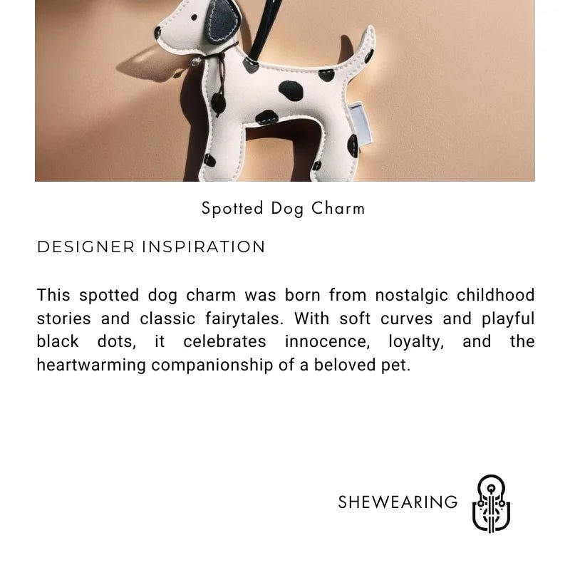 Dalmatian - Inspired Leather Dog Bag Charm – Cute Cartoon Animal Pendant | Handcrafted Faux Leather Accessory | Whimsical Gift for Women - shewearing