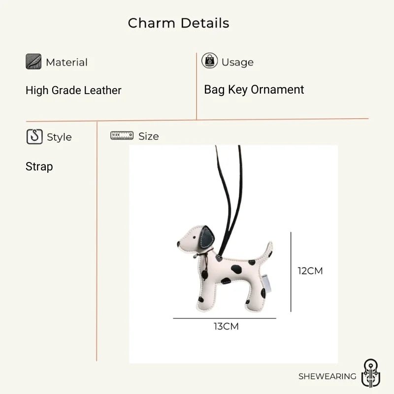 Dalmatian - Inspired Leather Dog Bag Charm – Cute Cartoon Animal Pendant | Handcrafted Faux Leather Accessory | Whimsical Gift for Women - shewearing