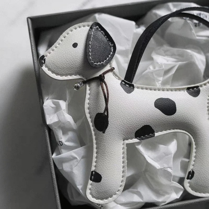 Dalmatian - Inspired Leather Dog Bag Charm – Cute Cartoon Animal Pendant | Handcrafted Faux Leather Accessory | Whimsical Gift for Women - shewearing