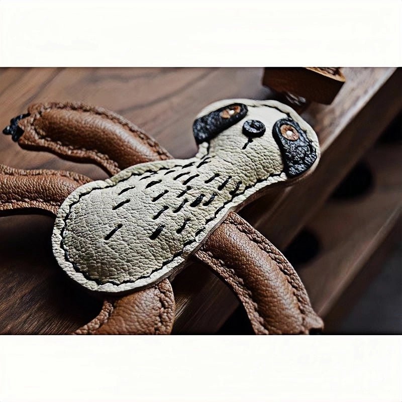 Designer Original Folivora Sloth Handmade Leather Bag Charm, Unique Keychain for Car or Bag, Small - Batch Artistic Accessory - shewearing