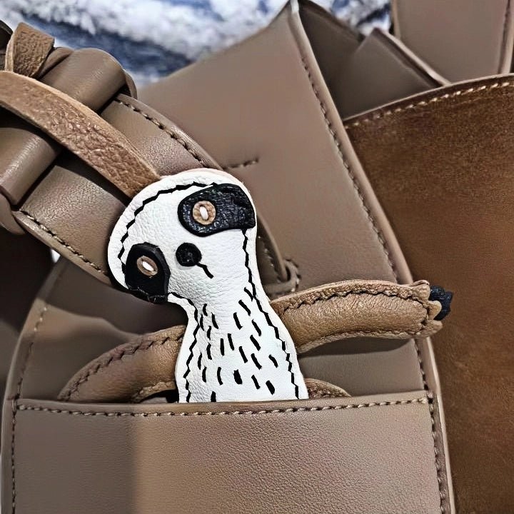 Designer Original Folivora Sloth Handmade Leather Bag Charm, Unique Keychain for Car or Bag, Small - Batch Artistic Accessory - shewearing