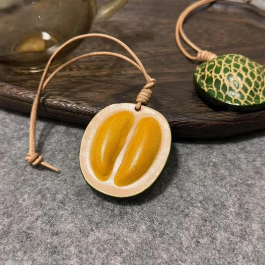 Durian - Inspired Leather Bag Charm – Handmade Full - Grain Leather Fruit Accessory | Unique Tropical Pendant for Handbags | Exotic Gift for Her - shewearing