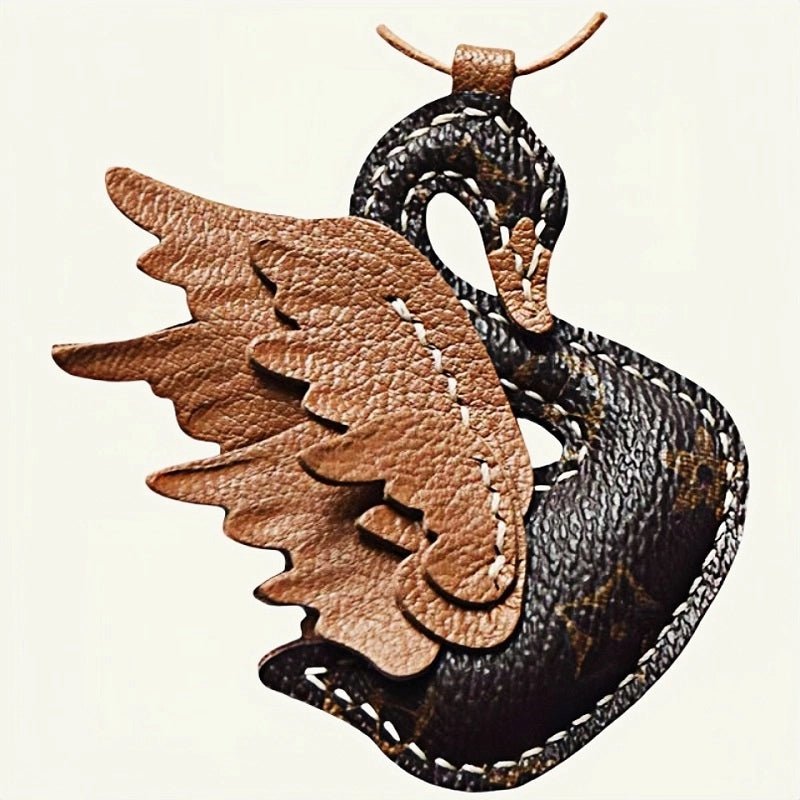 Elegant Black and White Swan Bag Charm – Original Design, Premium Leather, Handcrafted Accessory, Keychain for Women, Ideal for Unique Gifts - shewearing