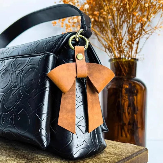 Elegant Leather Bow Bag Charm – Handmade Multi - Color Genuine Leather Pendant | Minimalist Feminine Accessory | Premium Gift for Her - shewearing