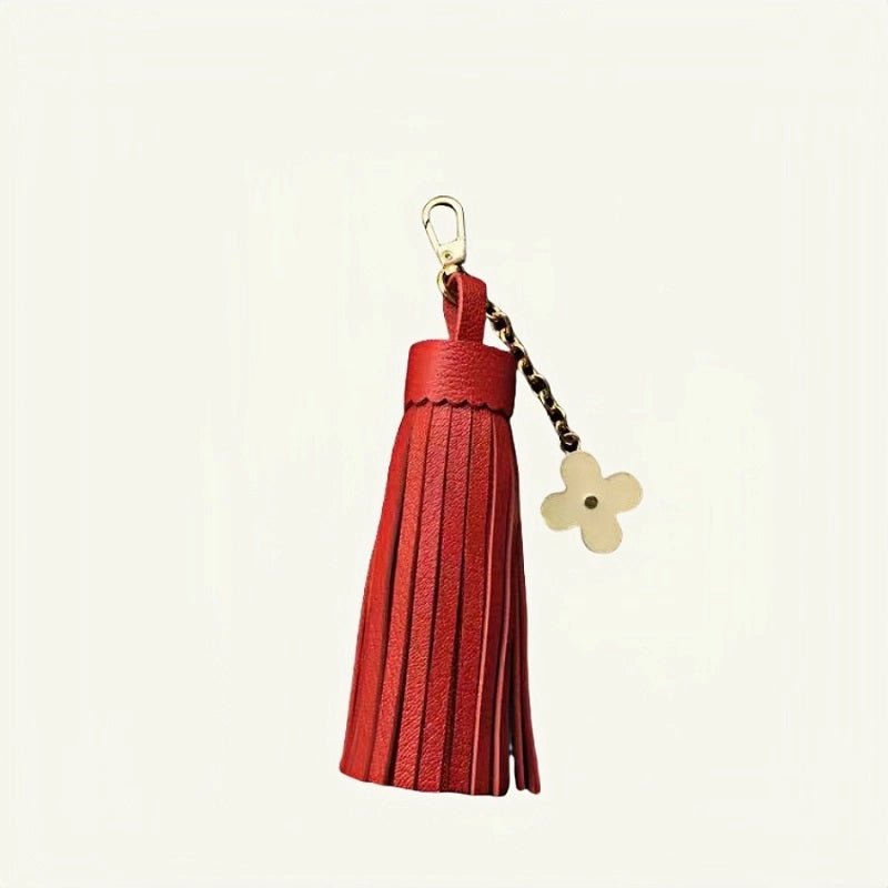 Elegant Long Lambskin Tassel Bag Charm – Handcrafted DIY Accessory for Women’s Handbags and Keys - shewearing