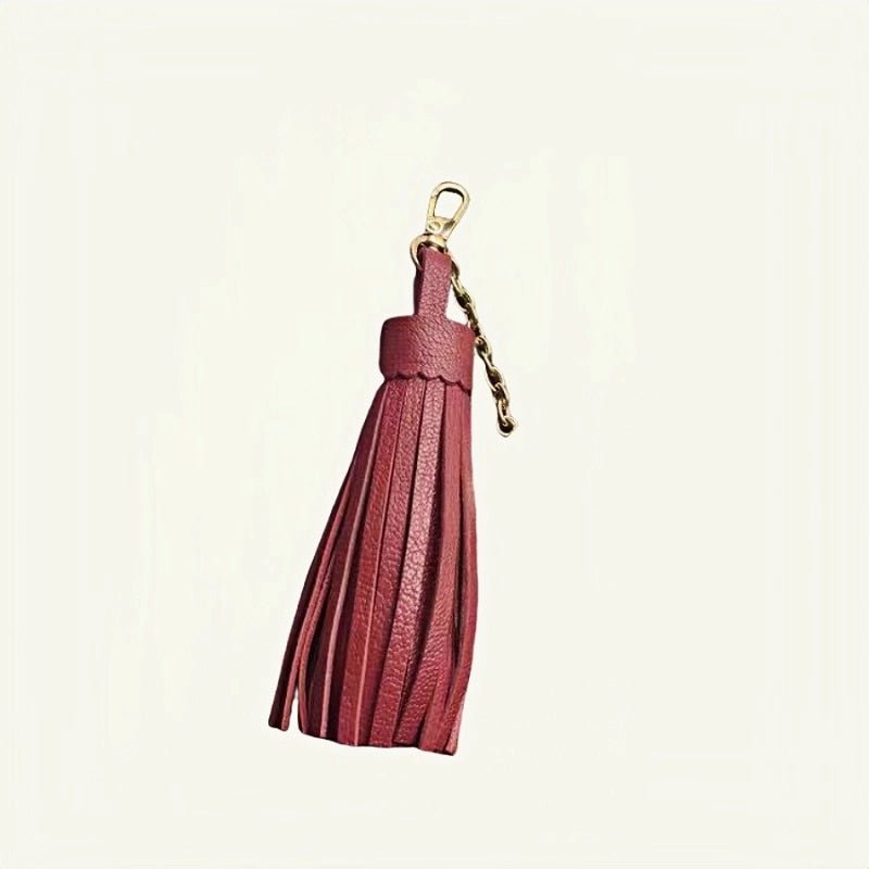 Elegant Long Lambskin Tassel Bag Charm – Handcrafted DIY Accessory for Women’s Handbags and Keys - shewearing