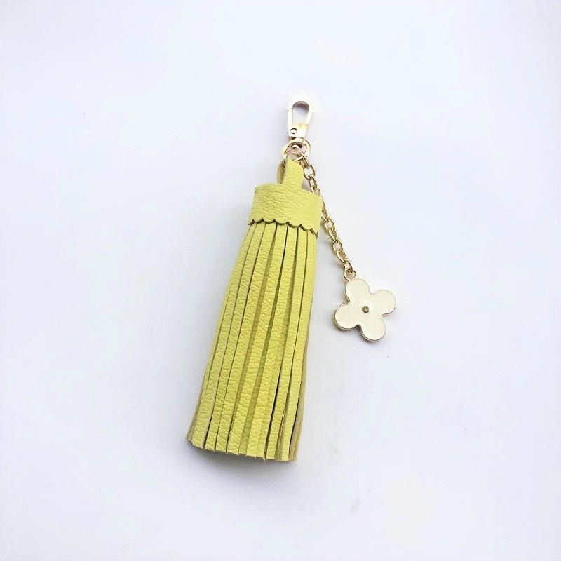 Elegant Long Lambskin Tassel Bag Charm – Handcrafted DIY Accessory for Women’s Handbags and Keys - shewearing
