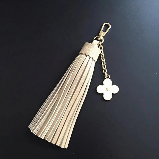 Elegant Long Lambskin Tassel Bag Charm – Handcrafted DIY Accessory for Women’s Handbags and Keys - shewearing