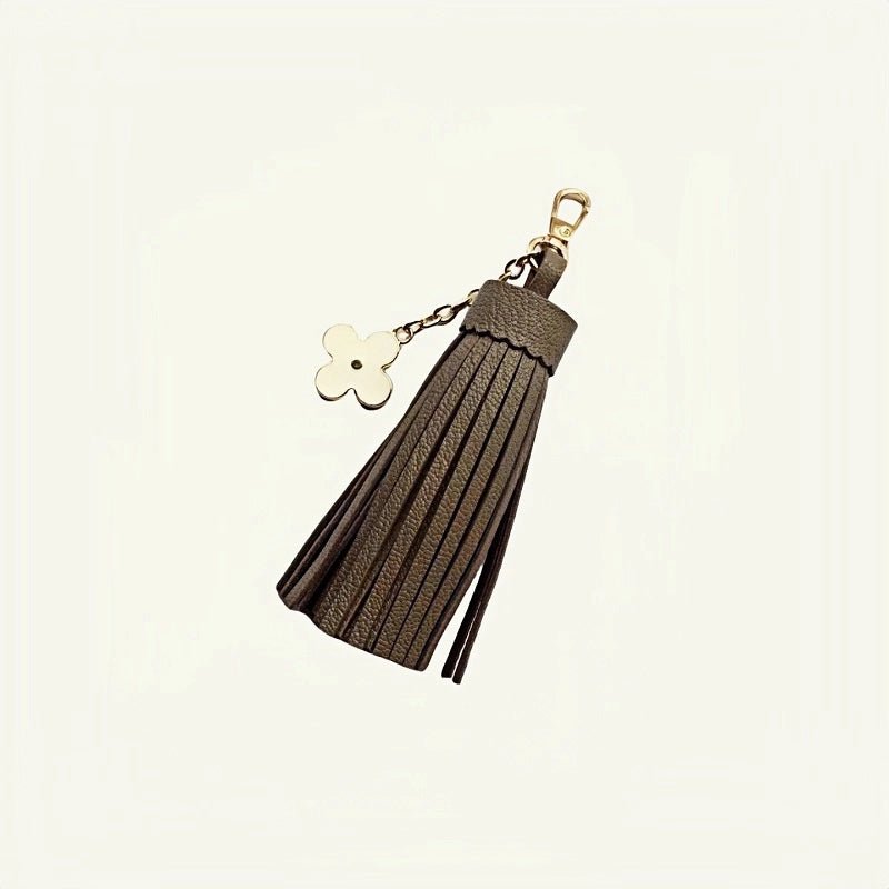 Elegant Long Lambskin Tassel Bag Charm – Handcrafted DIY Accessory for Women’s Handbags and Keys - shewearing
