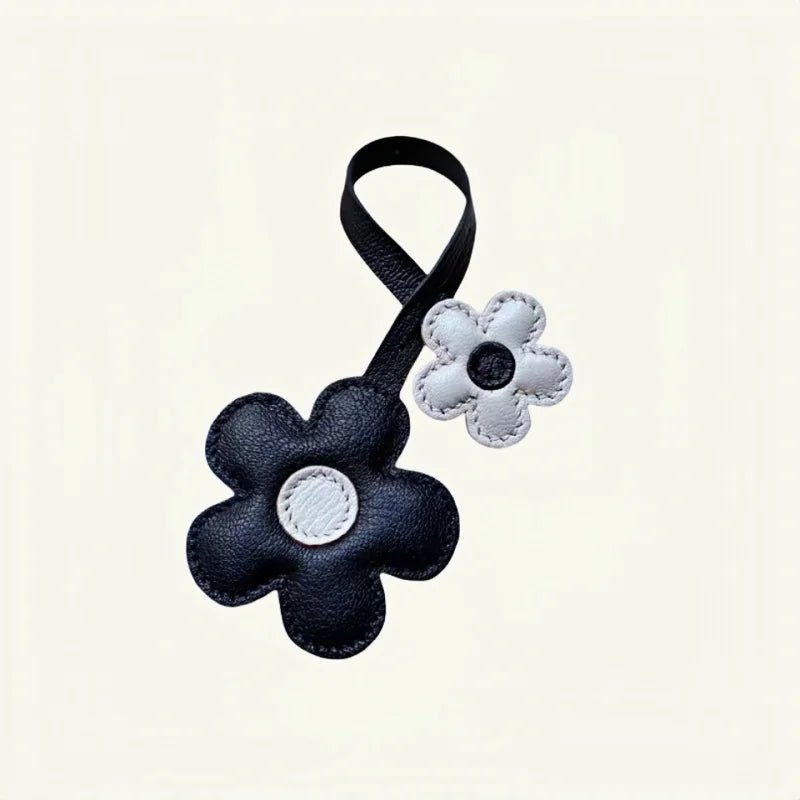 Elegant Sunflower Charm - Dual - Flower and Triple - Flower Multicolor Handmade Genuine Leather Bag, Backpack Accessory, Keychain, Premium Gift - shewearing