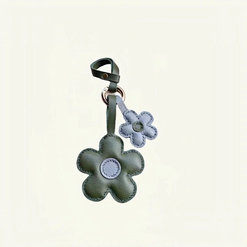 Elegant Sunflower Charm - Dual - Flower and Triple - Flower Multicolor Handmade Genuine Leather Bag, Backpack Accessory, Keychain, Premium Gift - shewearing
