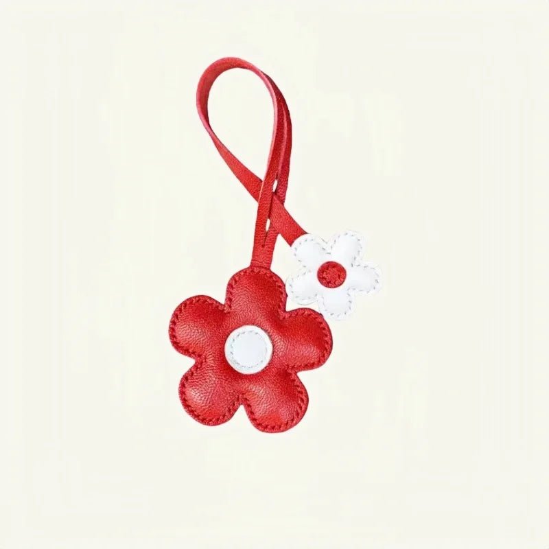 Elegant Sunflower Charm - Dual - Flower and Triple - Flower Multicolor Handmade Genuine Leather Bag, Backpack Accessory, Keychain, Premium Gift - shewearing