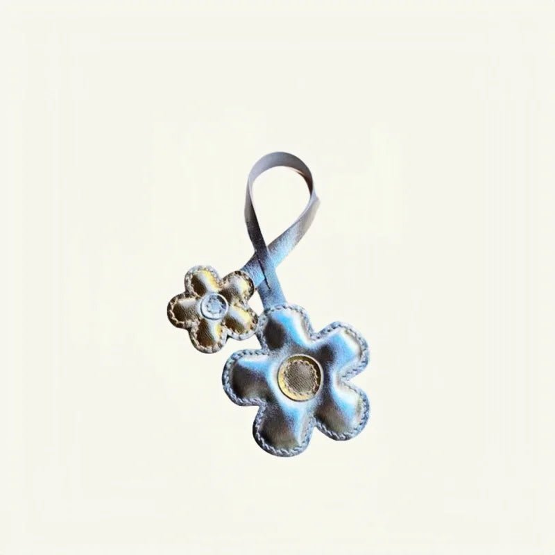 Elegant Sunflower Charm - Dual - Flower and Triple - Flower Multicolor Handmade Genuine Leather Bag, Backpack Accessory, Keychain, Premium Gift - shewearing