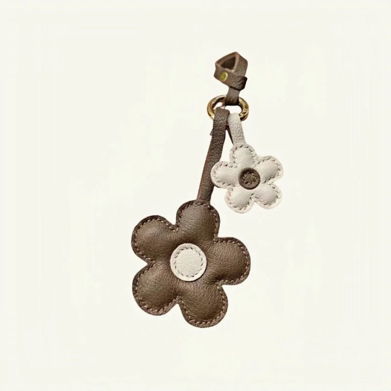 Elegant Sunflower Charm - Dual - Flower and Triple - Flower Multicolor Handmade Genuine Leather Bag, Backpack Accessory, Keychain, Premium Gift - shewearing