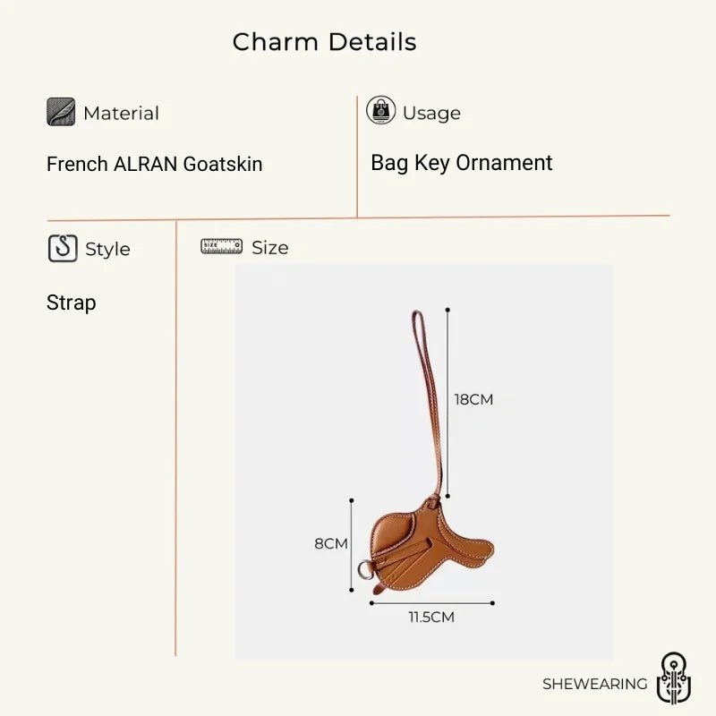 Equestrian - Inspired Saddle Bag Charm – Handcrafted French Goatskin Pendant | Unique Keychain Accent | Timeless Equestrian Style - shewearing