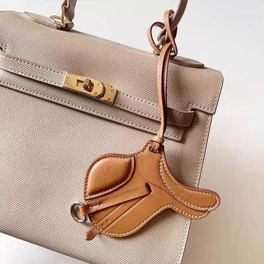 Equestrian - Inspired Saddle Bag Charm – Handcrafted French Goatskin Pendant | Unique Keychain Accent | Timeless Equestrian Style - shewearing