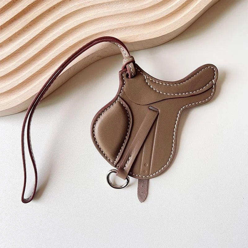 Equestrian - Inspired Saddle Bag Charm – Handcrafted French Goatskin Pendant | Unique Keychain Accent | Timeless Equestrian Style - shewearing