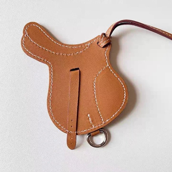 Equestrian - Inspired Saddle Bag Charm – Handcrafted French Goatskin Pendant | Unique Keychain Accent | Timeless Equestrian Style - shewearing