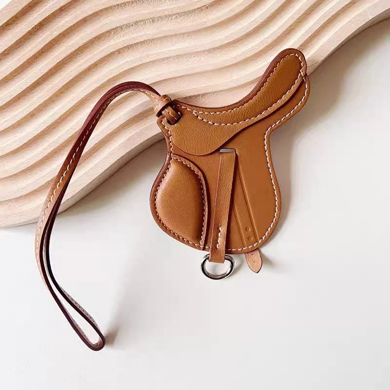 Equestrian - Inspired Saddle Bag Charm – Handcrafted French Goatskin Pendant | Unique Keychain Accent | Timeless Equestrian Style - shewearing