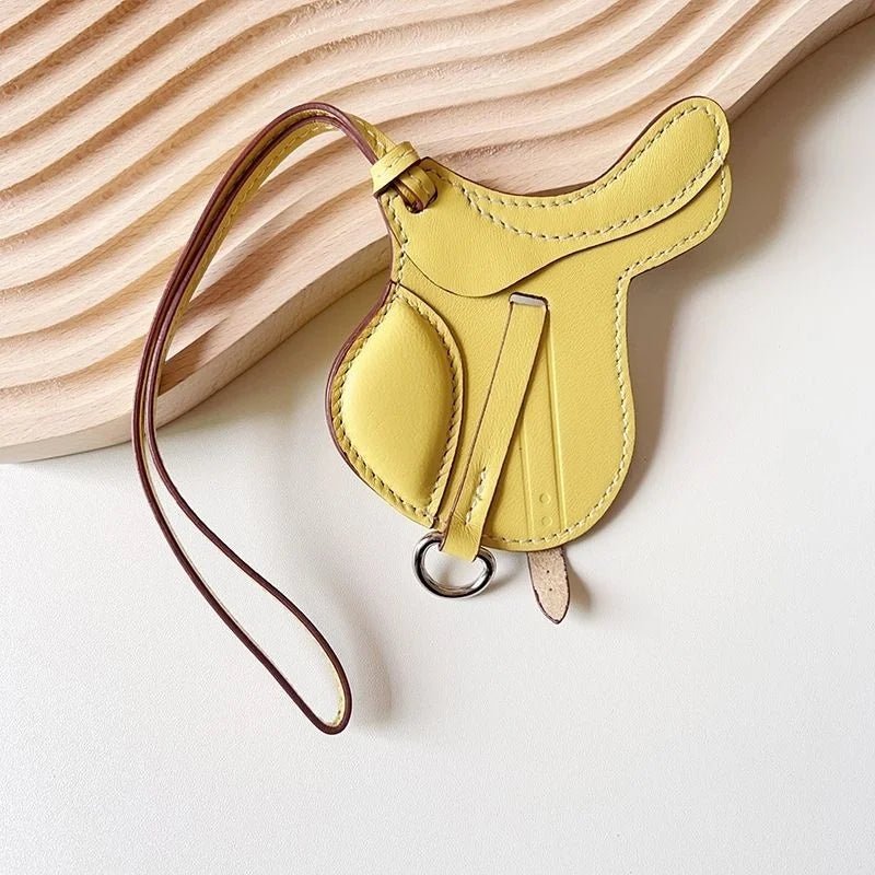 Equestrian - Inspired Saddle Bag Charm – Handcrafted French Goatskin Pendant | Unique Keychain Accent | Timeless Equestrian Style - shewearing