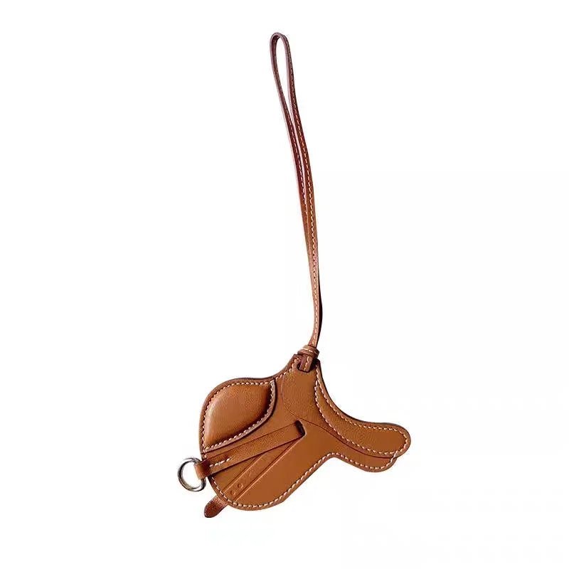 Equestrian - Inspired Saddle Bag Charm – Handcrafted French Goatskin Pendant | Unique Keychain Accent | Timeless Equestrian Style - shewearing