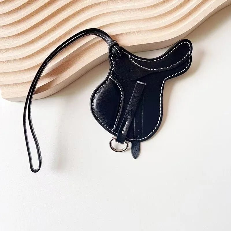 Equestrian - Inspired Saddle Bag Charm – Handcrafted French Goatskin Pendant | Unique Keychain Accent | Timeless Equestrian Style - shewearing