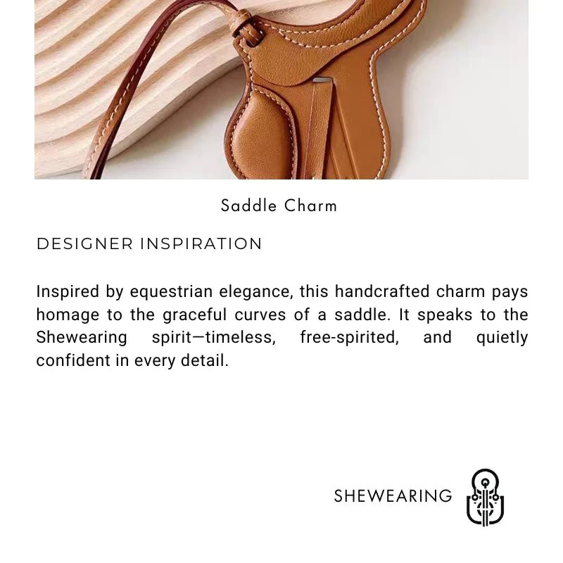 Equestrian - Inspired Saddle Bag Charm – Handcrafted French Goatskin Pendant | Unique Keychain Accent | Timeless Equestrian Style - shewearing