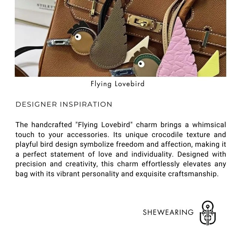 Flying Lovebird Charm – Handcrafted Genuine Leather Bag Accessory | Symbol of Freedom and Affection - shewearing