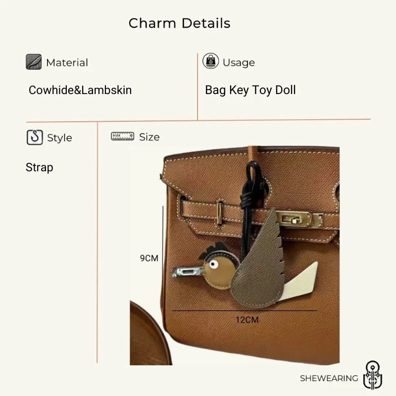 Flying Lovebird Charm – Handcrafted Genuine Leather Bag Accessory | Symbol of Freedom and Affection - shewearing