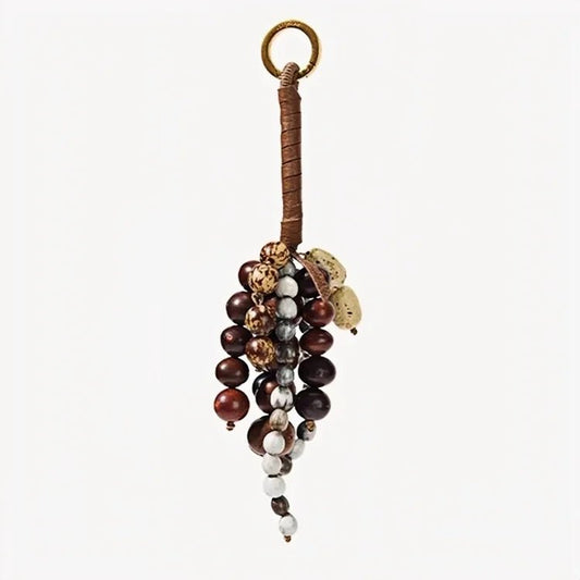 Fortune Seeds Natural Beaded Bag Charm – Handcrafted Lucky Pendant | Unique Artisanal Accessory | Elegant Statement for Handbags - shewearing