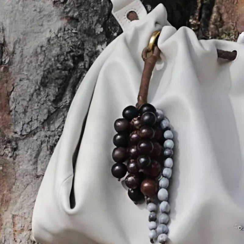 Fortune Seeds Natural Beaded Bag Charm – Handcrafted Lucky Pendant | Unique Artisanal Accessory | Elegant Statement for Handbags - shewearing