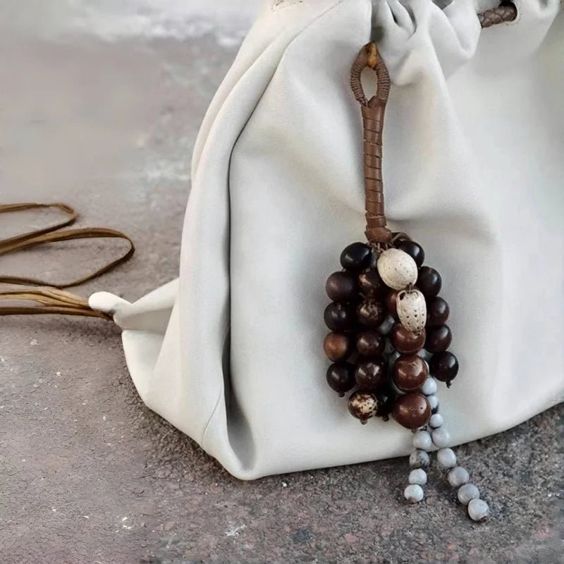 Fortune Seeds Natural Beaded Bag Charm – Handcrafted Lucky Pendant | Unique Artisanal Accessory | Elegant Statement for Handbags - shewearing