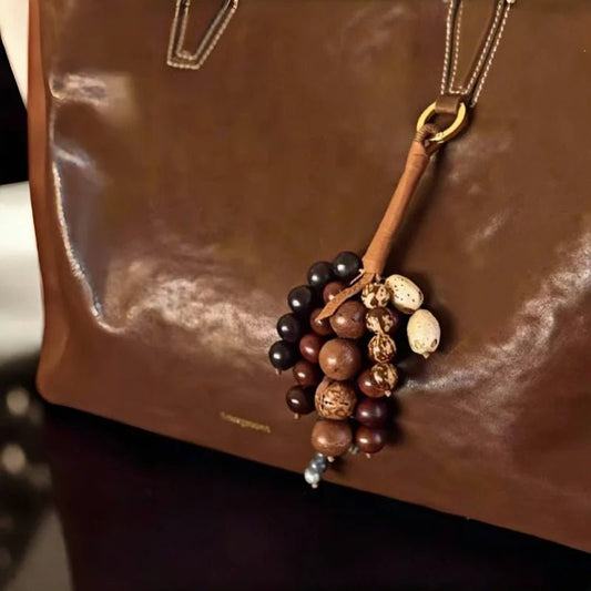 Fortune Seeds Natural Beaded Bag Charm – Handcrafted Lucky Pendant | Unique Artisanal Accessory | Elegant Statement for Handbags - shewearing