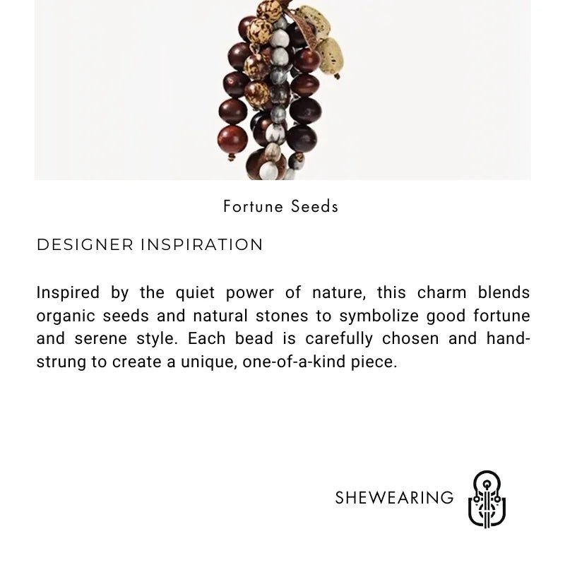 Fortune Seeds Natural Beaded Bag Charm – Handcrafted Lucky Pendant | Unique Artisanal Accessory | Elegant Statement for Handbags - shewearing