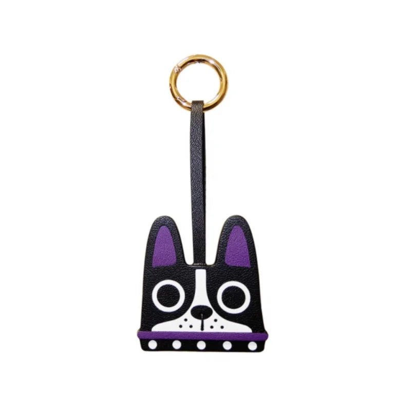 French Bulldog Leather Bag Charm – Handcrafted ALRAN Goatskin Dog Pendant | Original Design Keychain | Cute Gift for Dog Lovers - shewearing