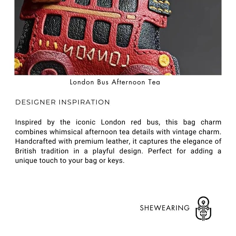 Genuine Leather London Red Bus Charm – Iconic British Design, Handcrafted Vintage Keychain for Bags and Accessories - shewearing