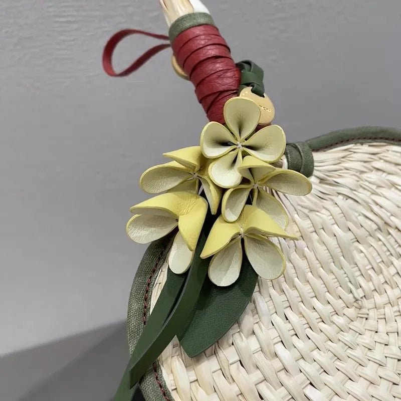 Golden Osmanthus Leather Flower Charm – Handmade Full - Grain Cowhide Floral Pendant | Realistic 3D Bloom Keychain for Elegant Bag Decoration - shewearing