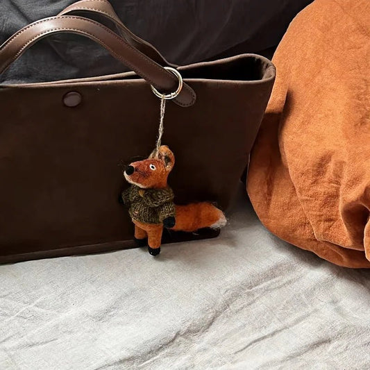 Hand - Felted Fox Bag Charm – Himalayan Wool Woodland Companion | Slow Living Gift Idea - shewearing