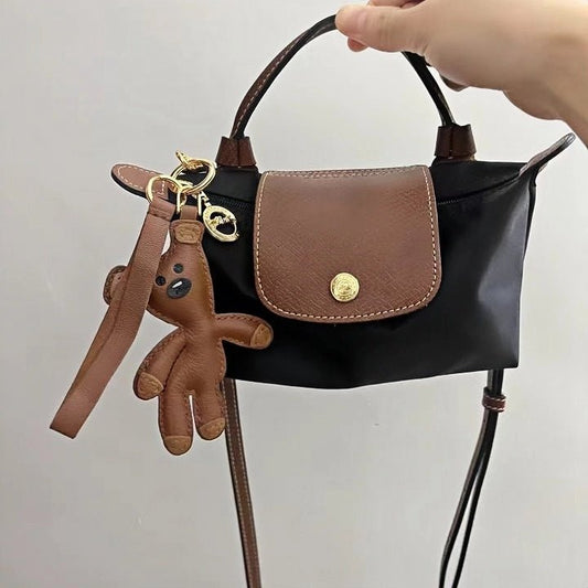 Hand - Stitched Leather Bear Bag Charm – Adorable Vintage Keychain Gift for Her - shewearing