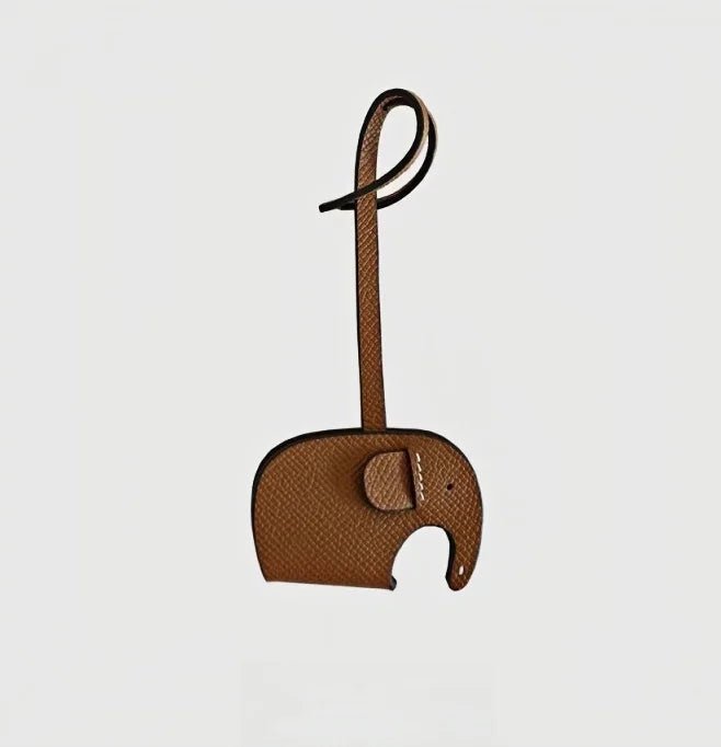 Handcrafted Elephant Leather Charm – Full - Grain Cowhide Bag Accessory with Minimalist Elegance - shewearing