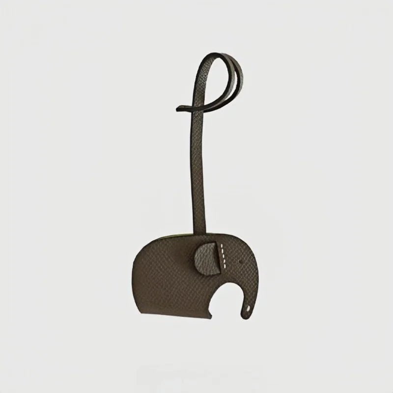 Handcrafted Elephant Leather Charm – Full - Grain Cowhide Bag Accessory with Minimalist Elegance - shewearing
