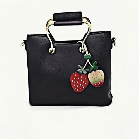 Handcrafted Genuine Leather Strawberry Bag Charm, Nordic - Style Fruit Design, Artisan Keychain, Car Accessory, Bookmark Decoration - shewearing