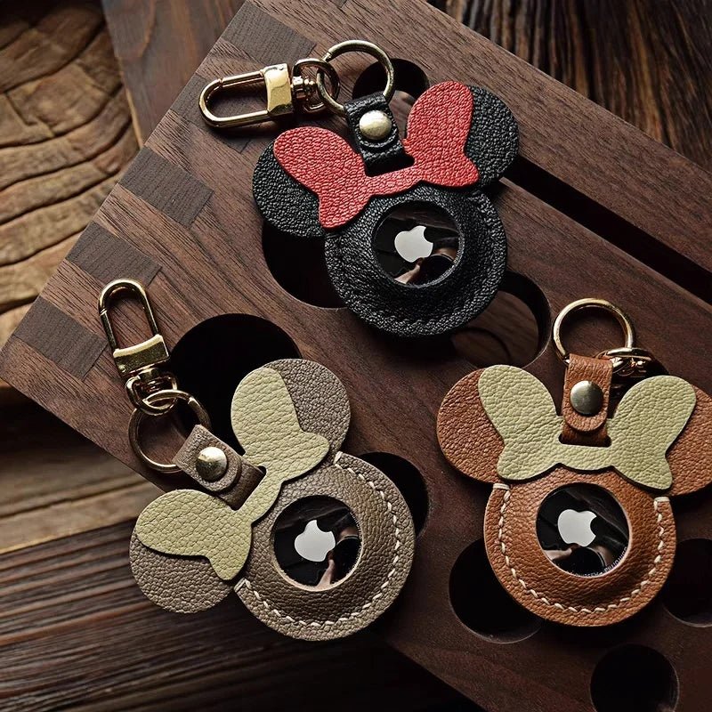 Handcrafted Leather AirTag Holder – Premium Full - Grain Goatskin Case for Apple AirTag | Secure & Stylish Anti - Loss Keychain Charm - shewearing