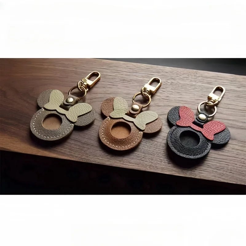 Handcrafted Leather AirTag Holder – Premium Full - Grain Goatskin Case for Apple AirTag | Secure & Stylish Anti - Loss Keychain Charm - shewearing