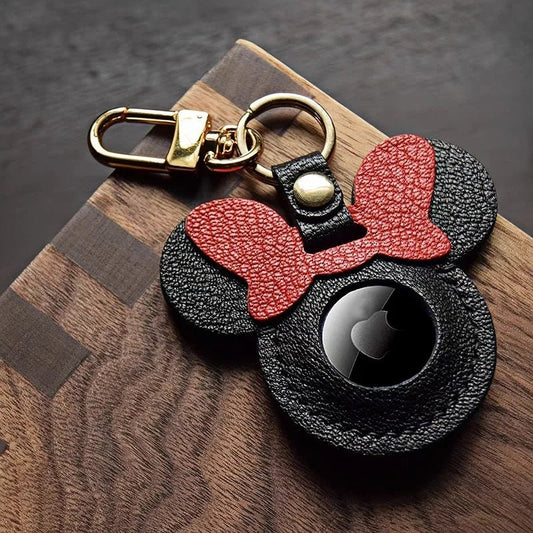 Handcrafted Leather AirTag Holder – Premium Full - Grain Goatskin Case for Apple AirTag | Secure & Stylish Anti - Loss Keychain Charm - shewearing
