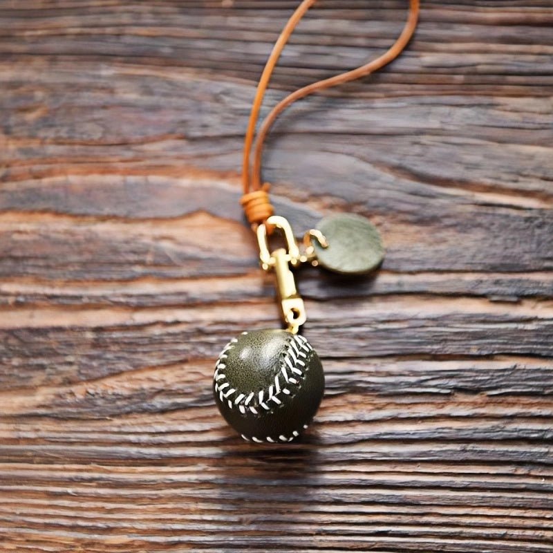 Handcrafted Leather Baseball Bag Charm – Genuine Cowhide, Keychain or Bag Accessory, Thoughtful Gift for Sports Lovers - shewearing